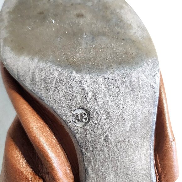Miz Mooz Silvie caramel leather open toe block heel mules size 38 - Picture 6 of 9